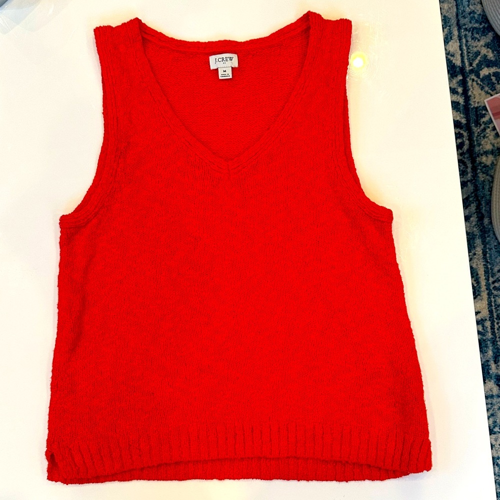 J Crew V Neck Knit Sweater Vest Size M Red Coral